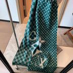 Louis Vuitton Plaid Panel Monogram Cashmere Scarf Shawl for Women – product image 6