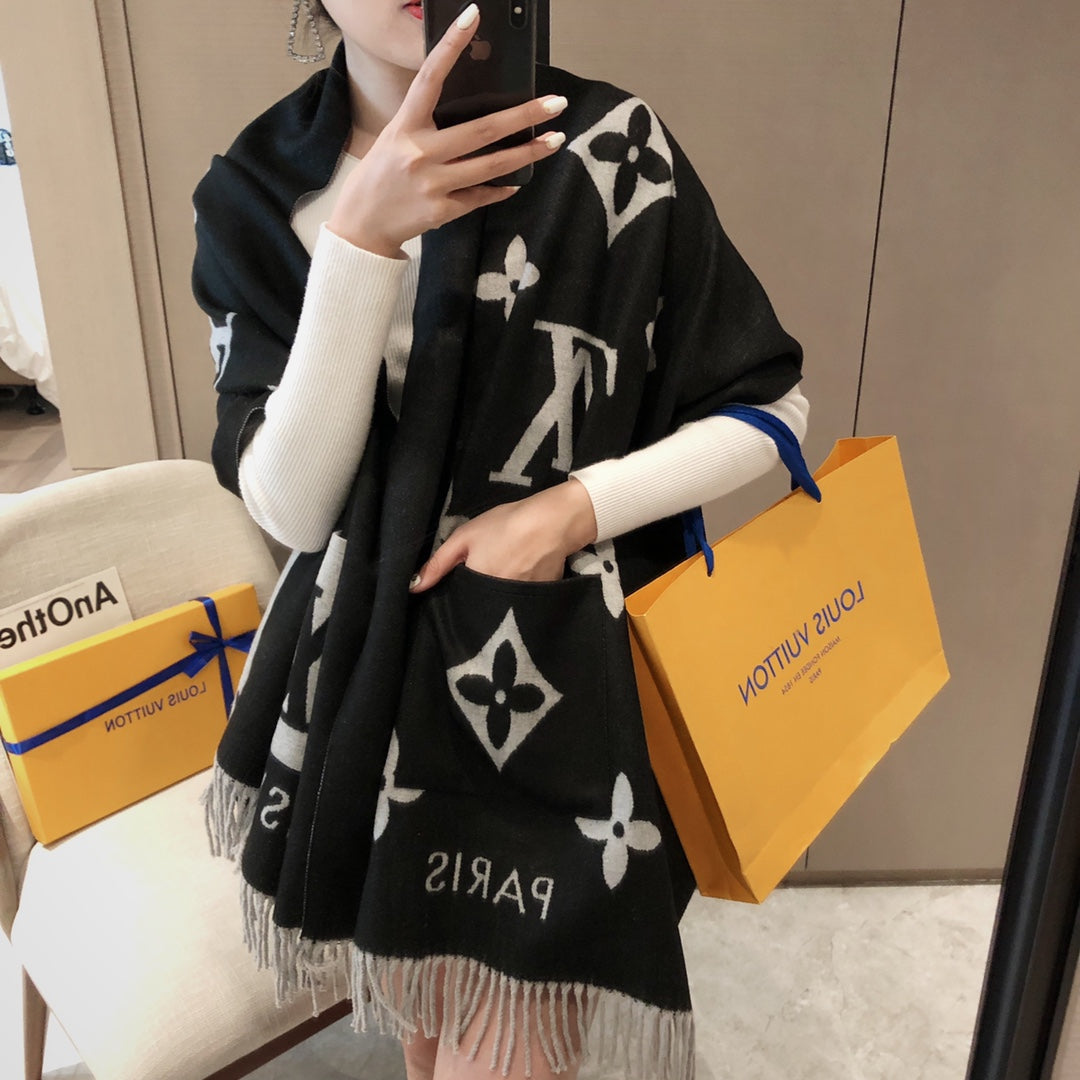 Louis Vuitton Premium Woven Double-sided Jacquard Pocket Scarf for Women – product image 23