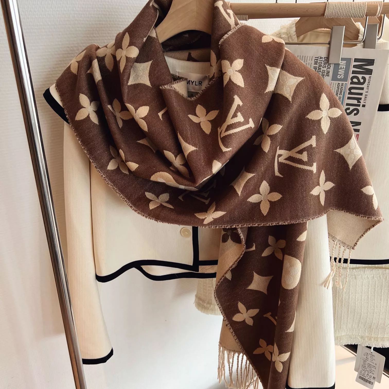 Louis Vuitton Premium Woven Wild At Heart Series Monogram Fringe Scarf Shawl – product image 25