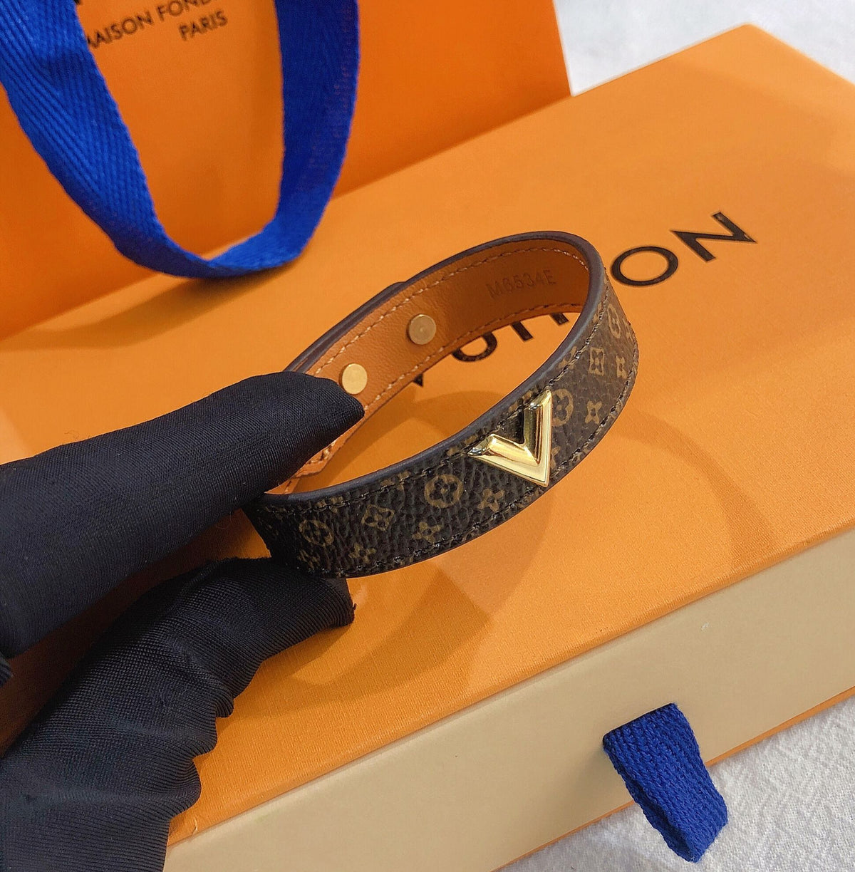 Louis Vuitton Print Leather Bracelet – Luxury Jewelry – product image 1