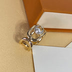 Louis Vuitton Round Pearl Logo Open Ring – Luxury Designer Jewelry – product image 2