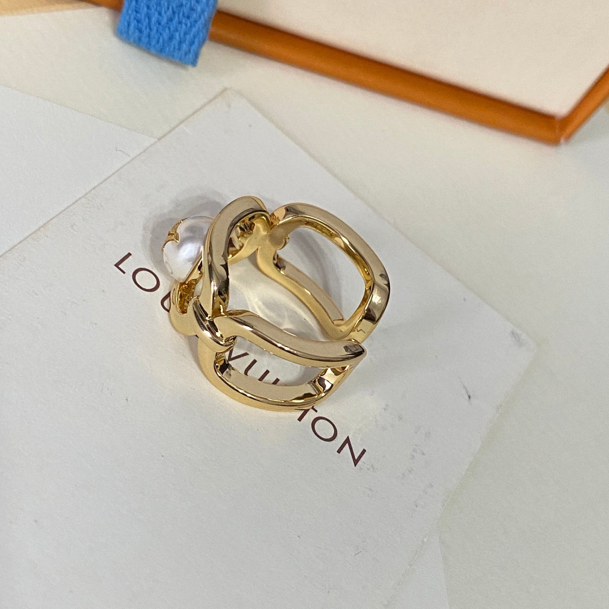 Louis Vuitton Round Pearl Logo Open Ring – Luxury Designer Jewelry – product image 4