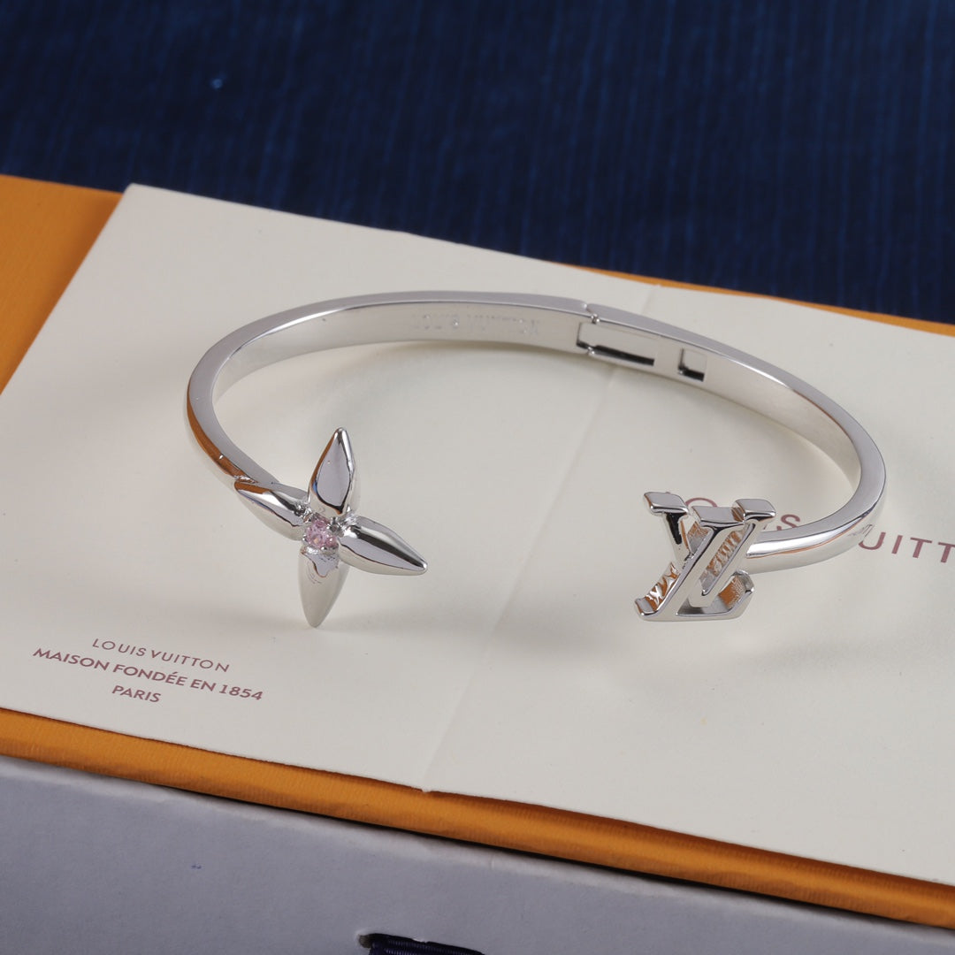 Louis Vuitton Signature Monogram Crystal Flower Open Cuff Bracelet – Luxury Jewelry – product image 6