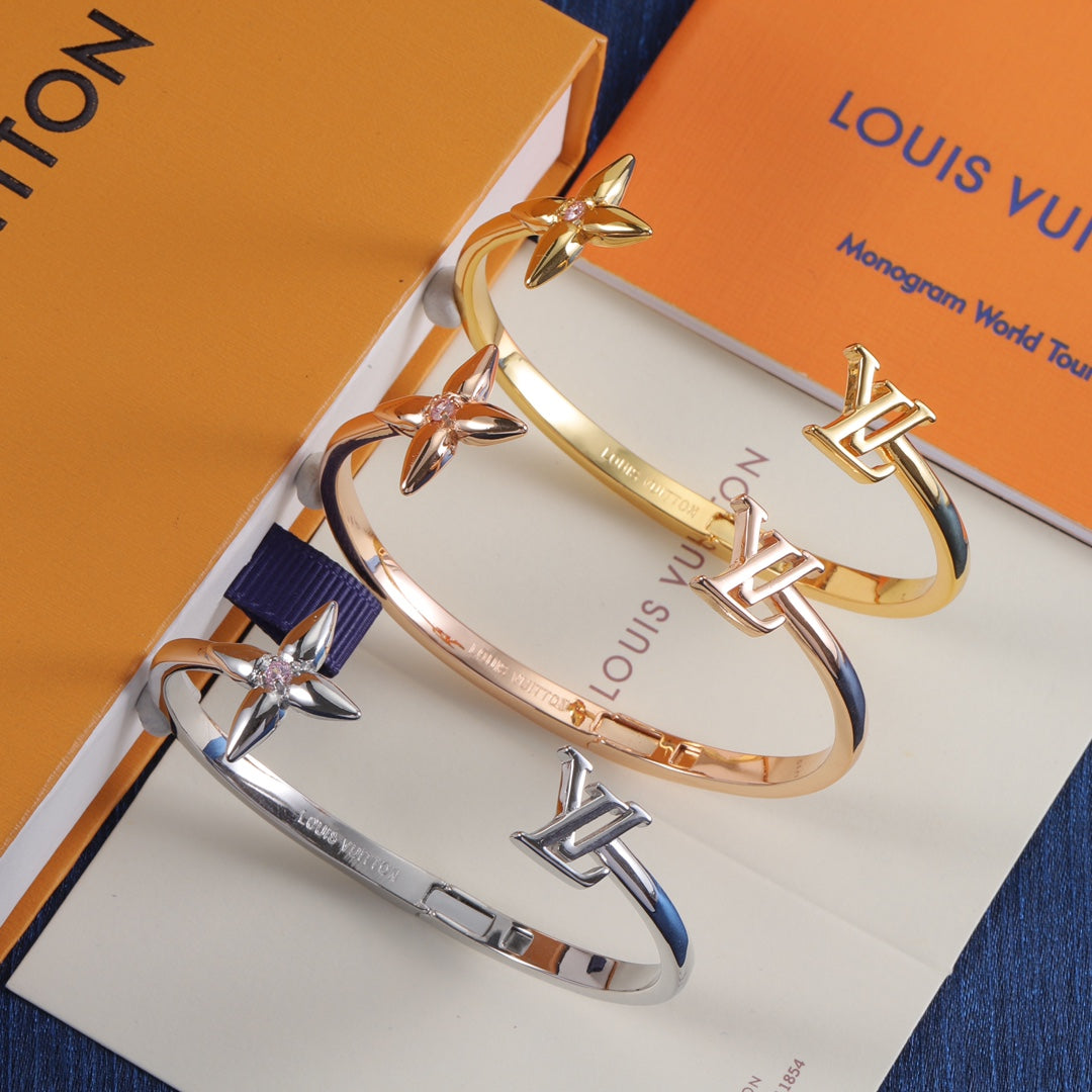 Louis Vuitton Signature Monogram Crystal Flower Open Cuff Bracelet – Luxury Jewelry – product image 7