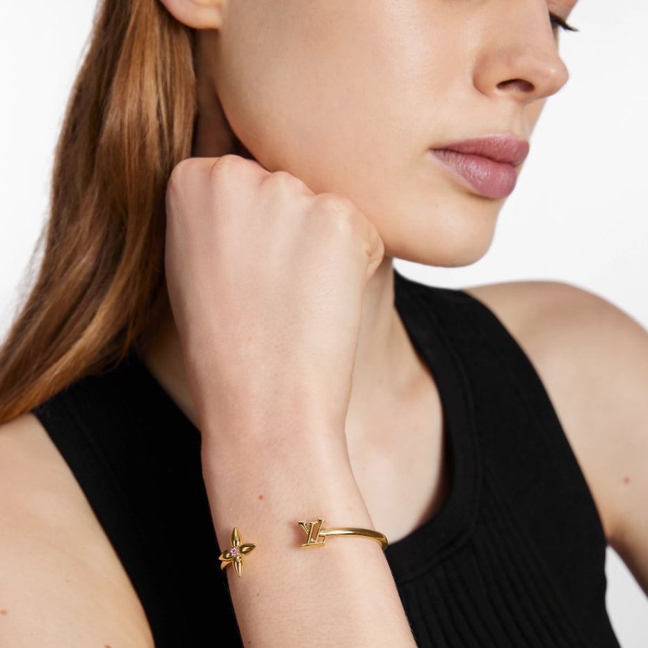 Louis Vuitton Signature Monogram Crystal Flower Open Cuff Bracelet – Luxury Jewelry – product image 8