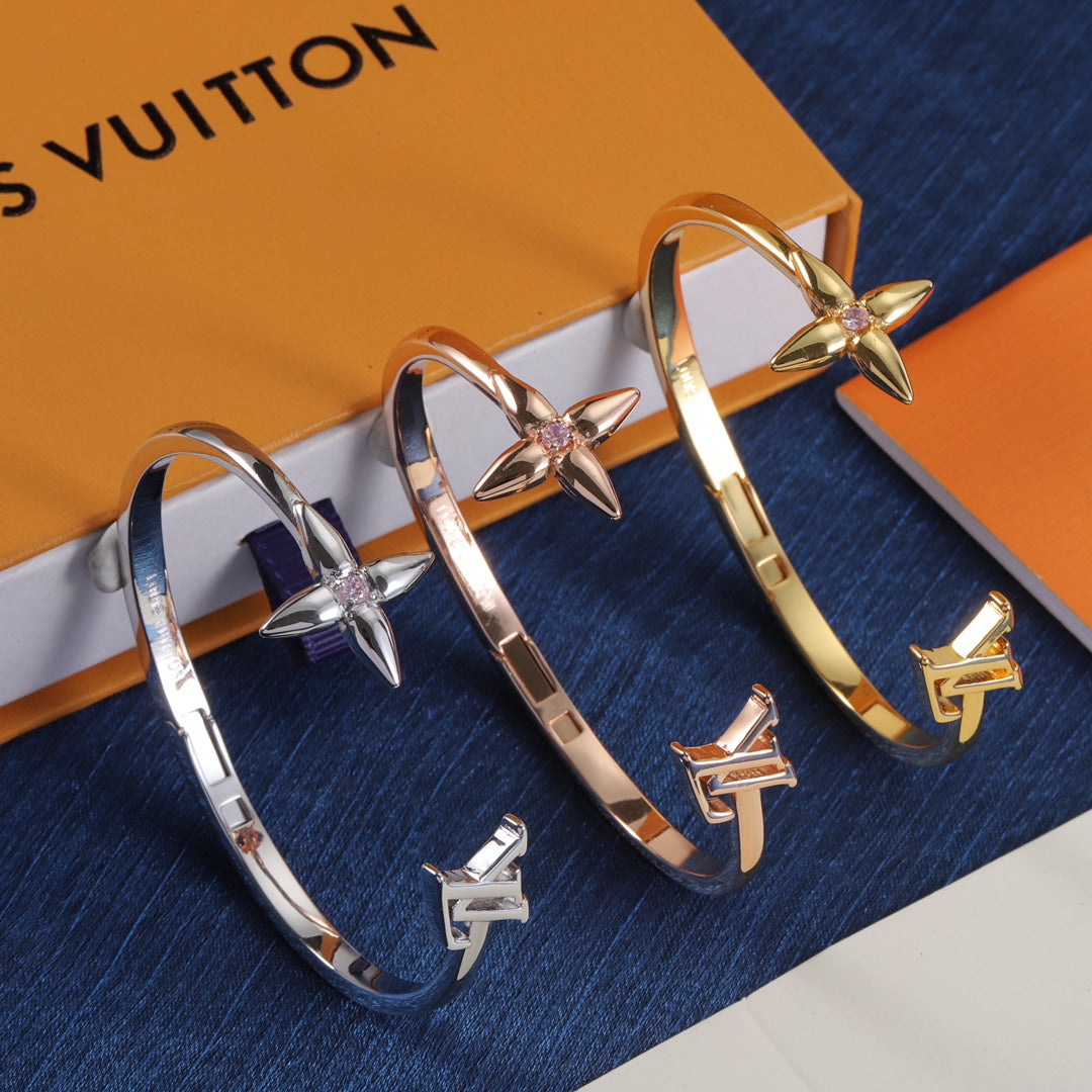 Louis Vuitton Signature Monogram Crystal Flower Open Cuff Bracelet – Luxury Jewelry – product image 9