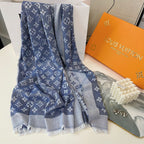 Louis Vuitton Silk Satin Fringe Monogram Scarf Shawl for Women – product image 1
