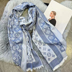 Louis Vuitton Silk Satin Fringe Monogram Scarf Shawl for Women – product image 14