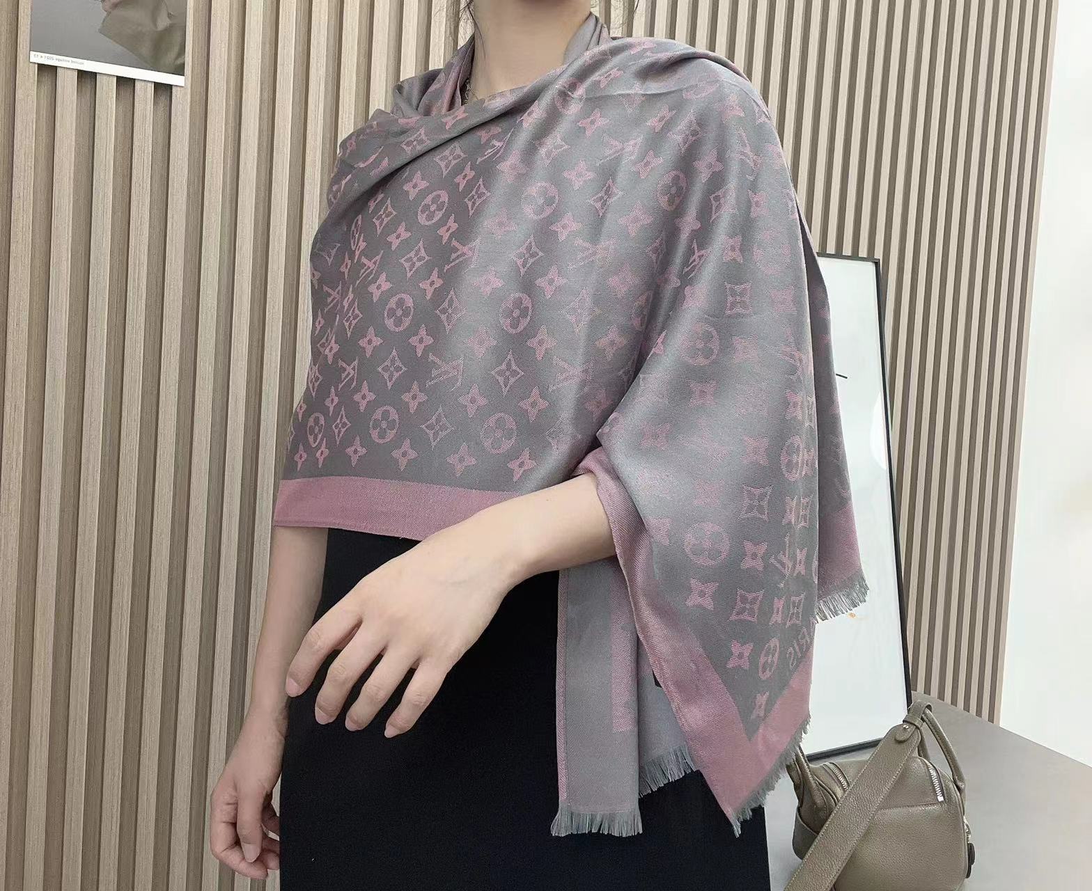 Louis Vuitton Silk Satin Fringe Monogram Scarf Shawl for Women – product image 21