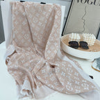 Louis Vuitton Silk Satin Fringe Monogram Scarf Shawl for Women – product image 29