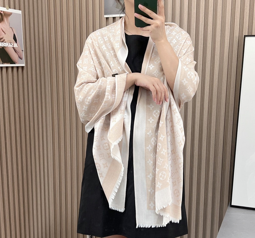 Louis Vuitton Silk Satin Fringe Monogram Scarf Shawl for Women – product image 31