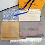 Louis Vuitton Silk Satin Fringe Monogram Scarf Shawl for Women – product image 32