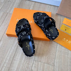 Louis Vuitton Suede Monogram Thick-Soled Slippers – slippers product image 3