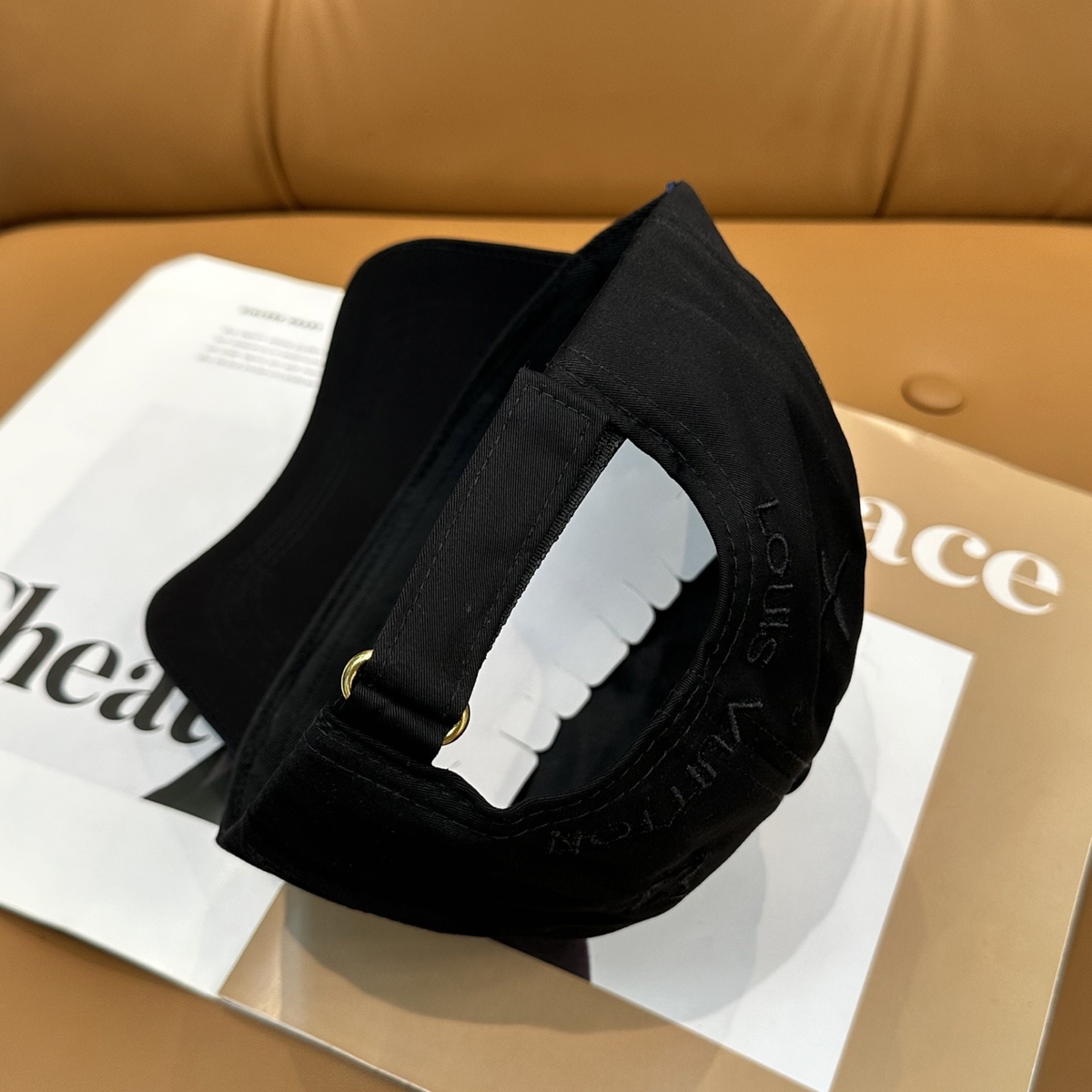 Black Louis Vuitton tonal LV cap back