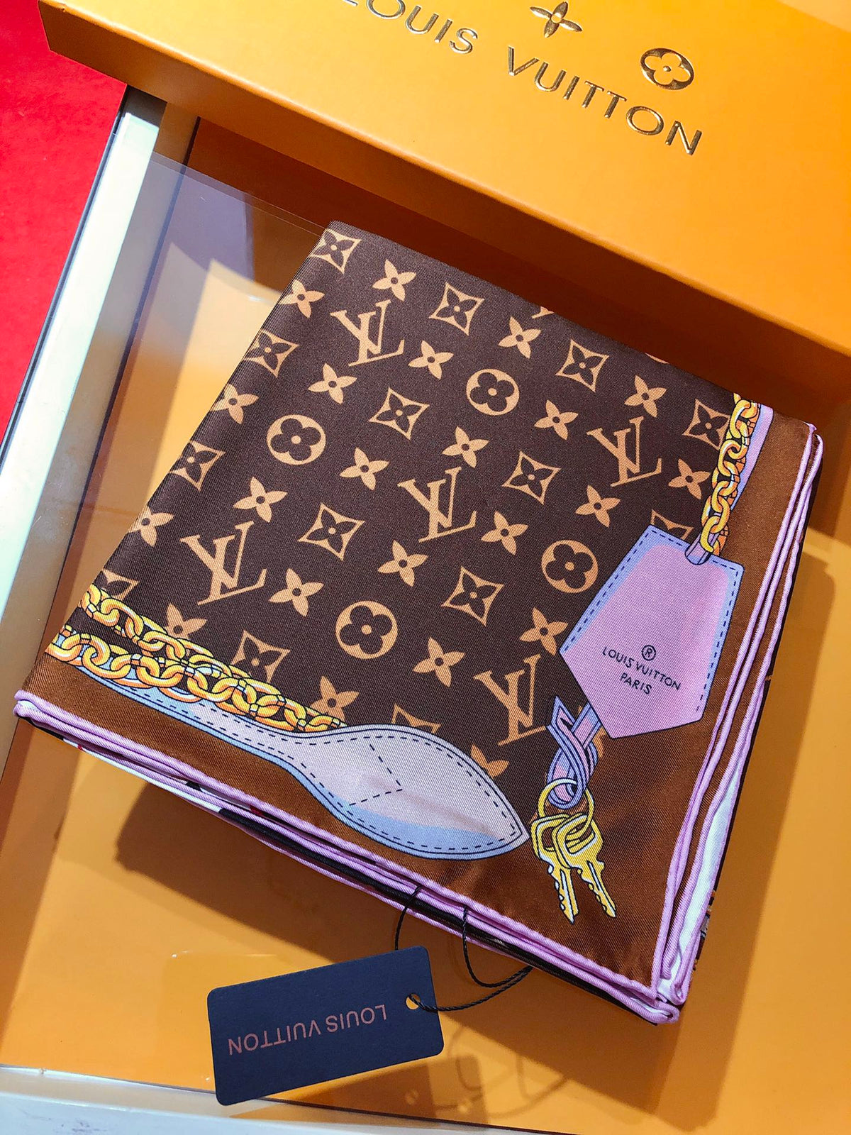 Louis Vuitton Twill Silk 3D Monogram Square Scarf for Women – product image 15