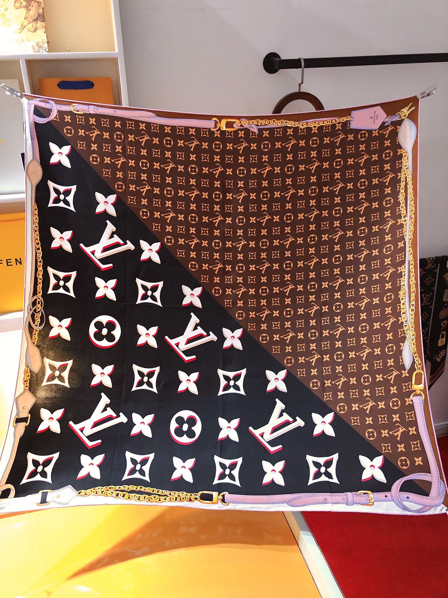 Louis Vuitton Twill Silk 3D Monogram Square Scarf for Women – product image 4