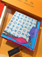 Louis Vuitton Twill Silk 3D Monogram Square Scarf for Women – product image 9