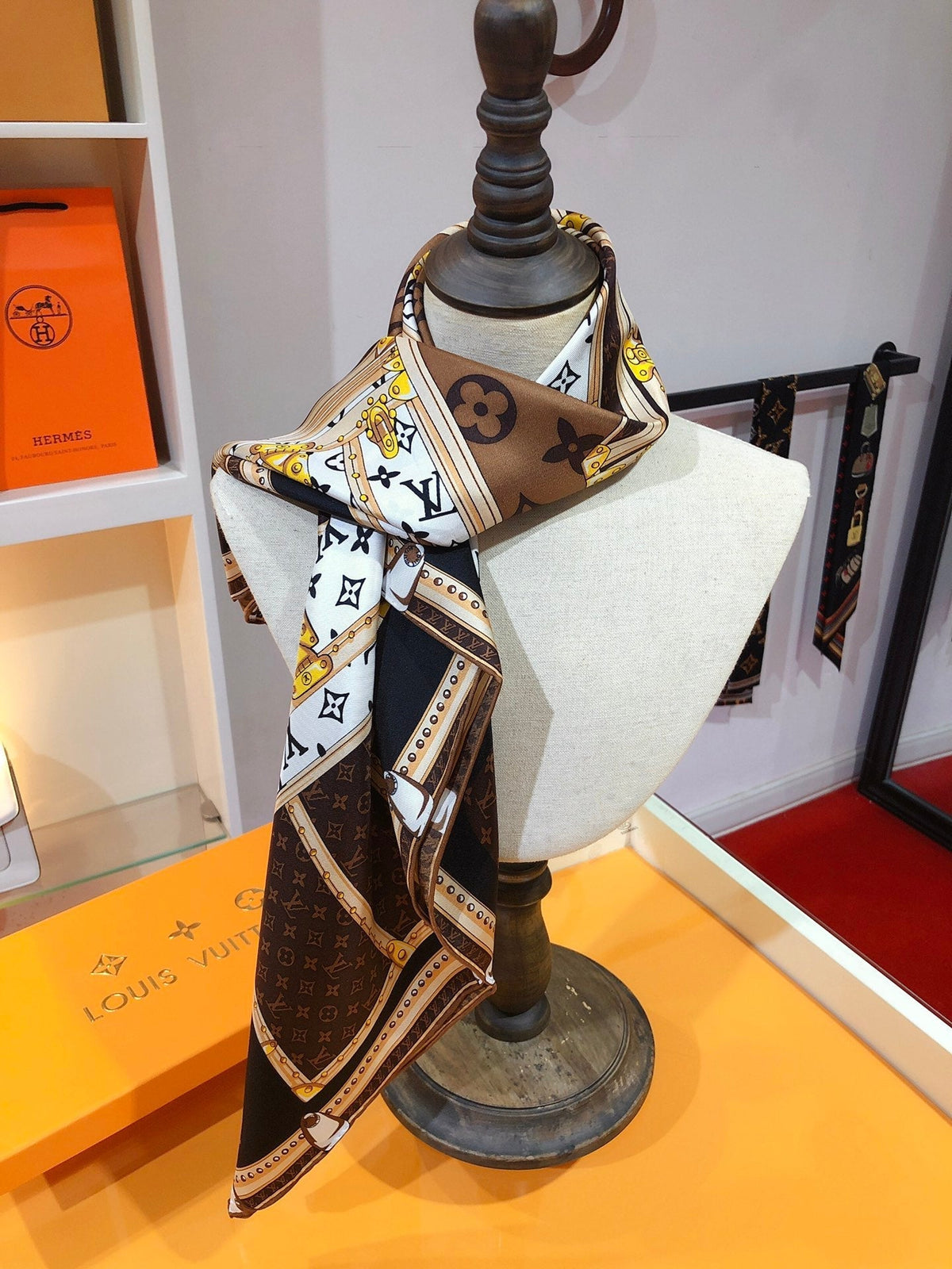 Louis Vuitton Twill Silk LET'S GO Collection Square Scarf for Women – product image 10