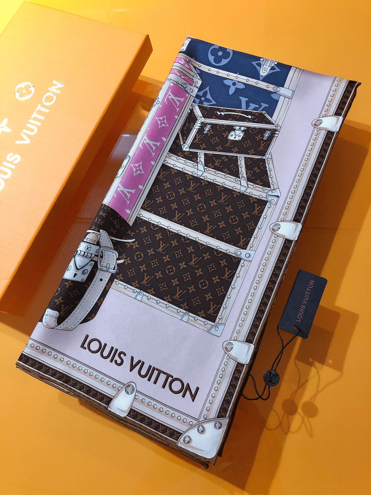 Louis Vuitton Twill Silk LET'S GO Collection Square Scarf for Women – product image 14