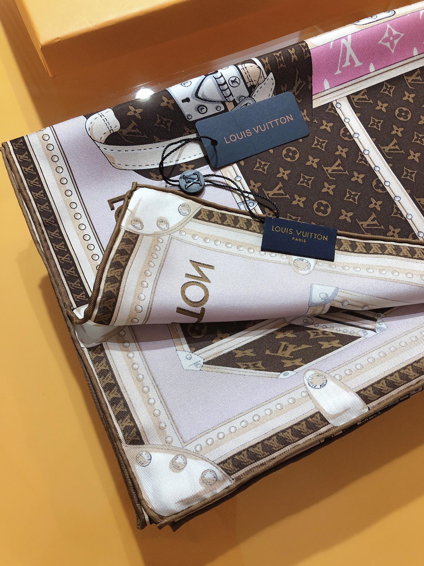 Louis Vuitton Twill Silk LET'S GO Collection Square Scarf for Women – product image 17