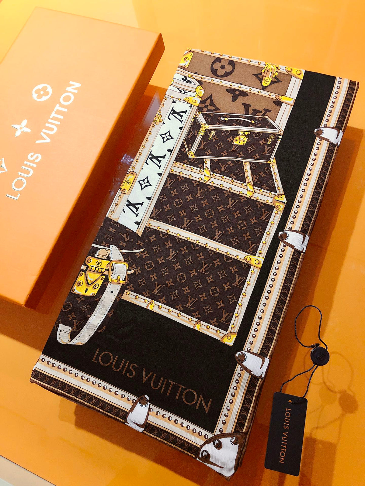 Louis Vuitton Twill Silk LET'S GO Collection Square Scarf for Women – product image 7