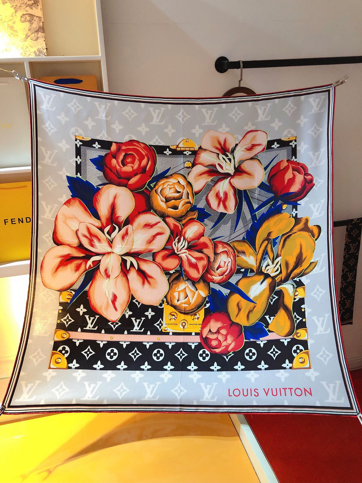 Louis Vuitton Twill Silk Monogram Bouquet Square Scarf for Women – product image 14