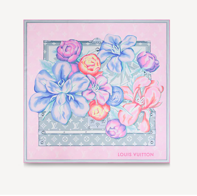Louis Vuitton Twill Silk Monogram Bouquet Square Scarf for Women – product image 3