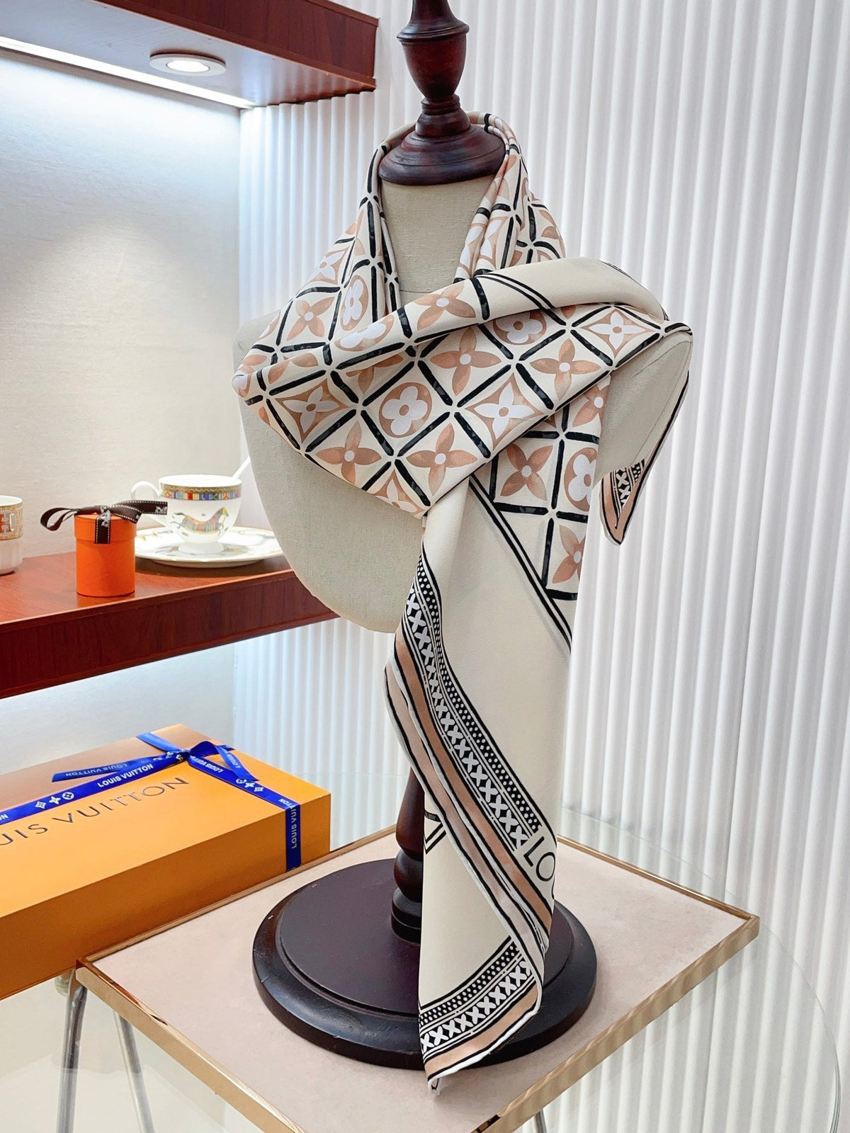 Louis Vuitton Vintage Embossed Square Silk Scarf for Women – product image 10