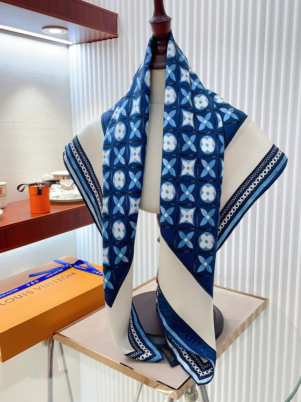 Louis Vuitton Vintage Embossed Square Silk Scarf for Women – product image 11