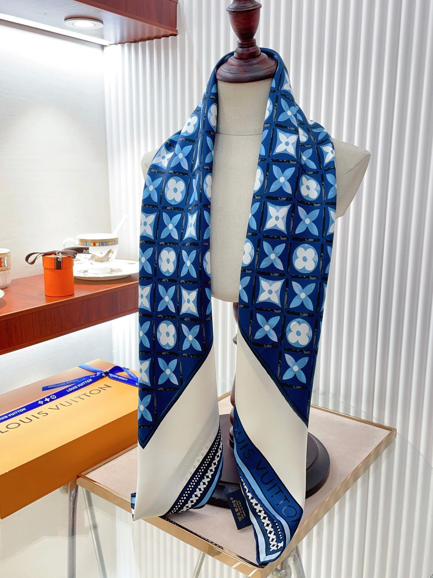 Louis Vuitton Vintage Embossed Square Silk Scarf for Women – product image 12
