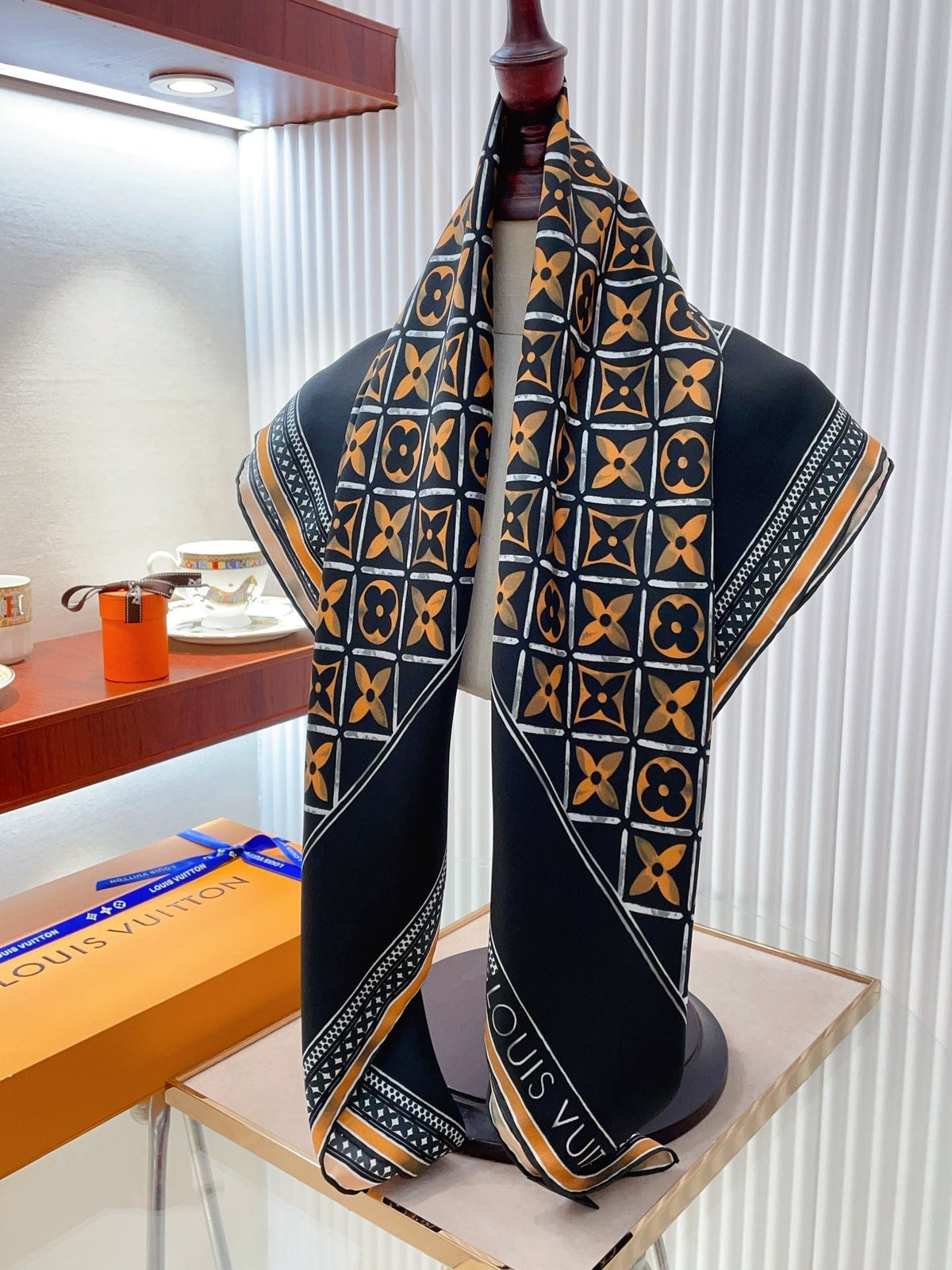 Louis Vuitton Vintage Embossed Square Silk Scarf for Women – product image 15