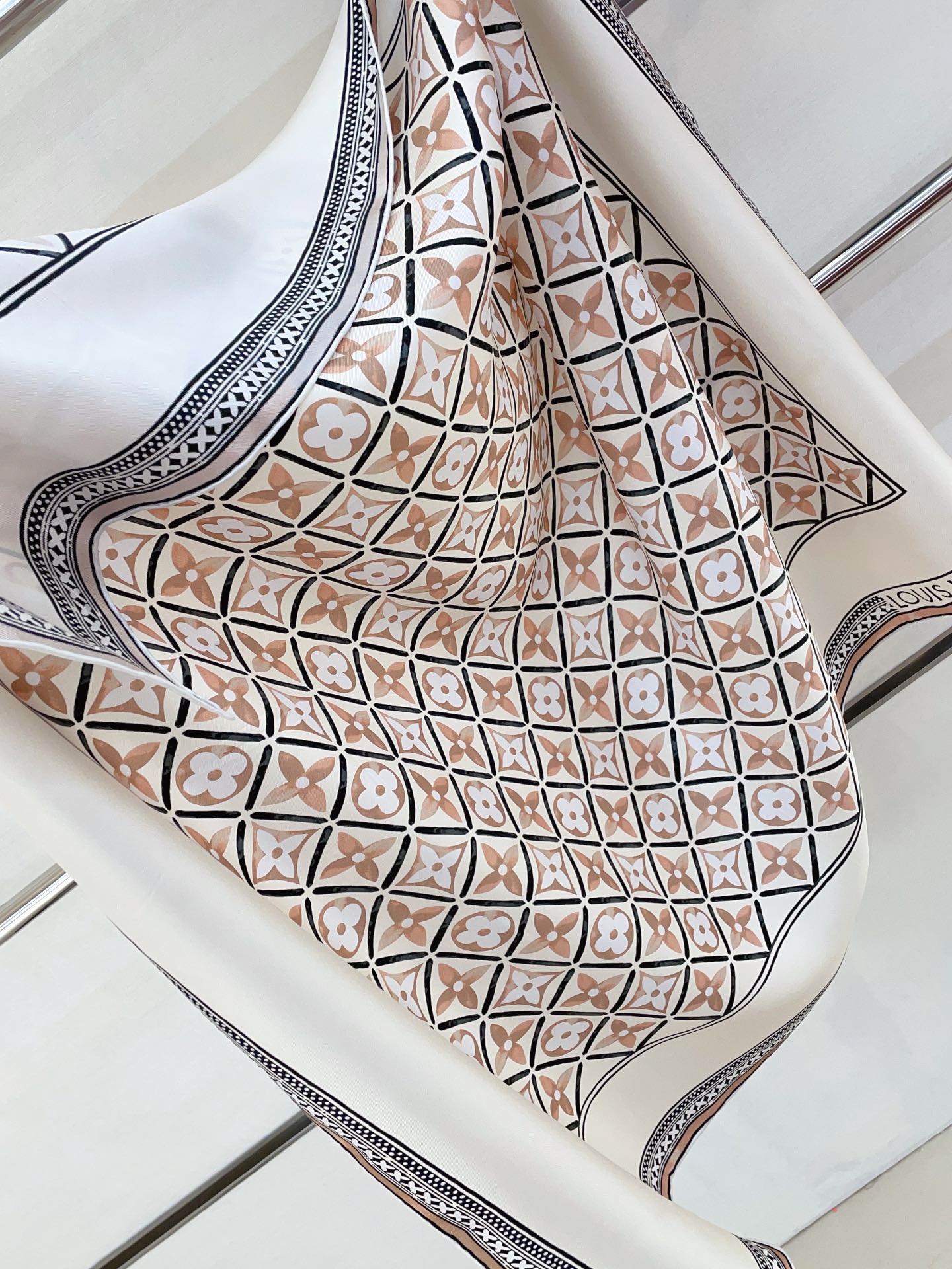 Louis Vuitton Vintage Embossed Square Silk Scarf for Women – product image 9