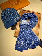 Louis Vuitton Wool Classic Monogram Jacquard Scarf & Hat Set for Women – product image 17