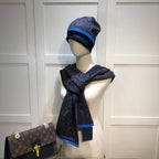 Louis Vuitton Wool Embroidered Jacquard Monogram Scarf Hat Set for Women – product image 14