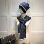 Louis Vuitton Wool Embroidered Jacquard Monogram Scarf Hat Set for Women – product image 17