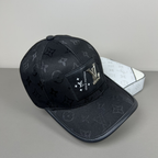 Louis Vuitton monogram baseball cap in black detail view