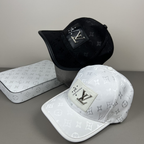 Louis Vuitton monogram baseball cap in black front view