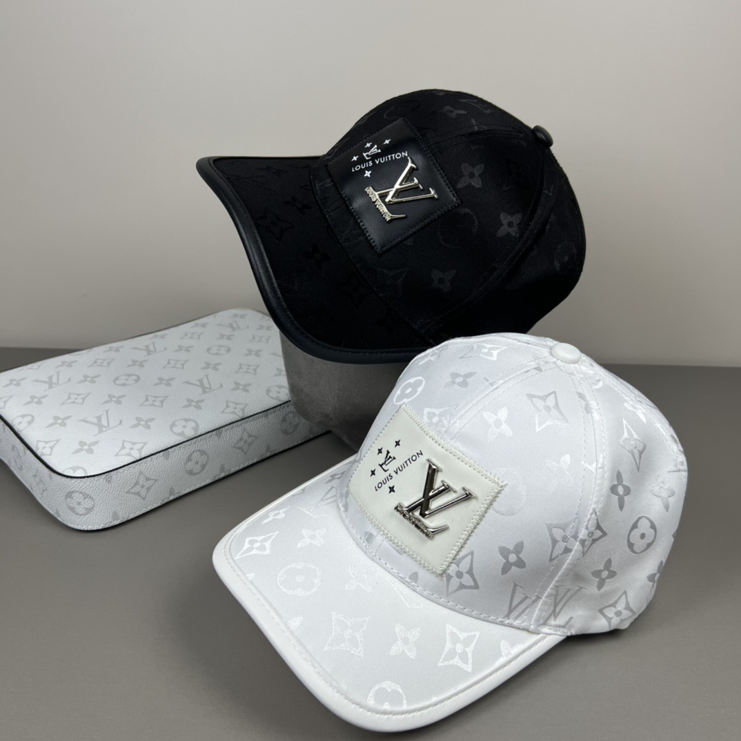 Louis Vuitton monogram baseball cap in black front view