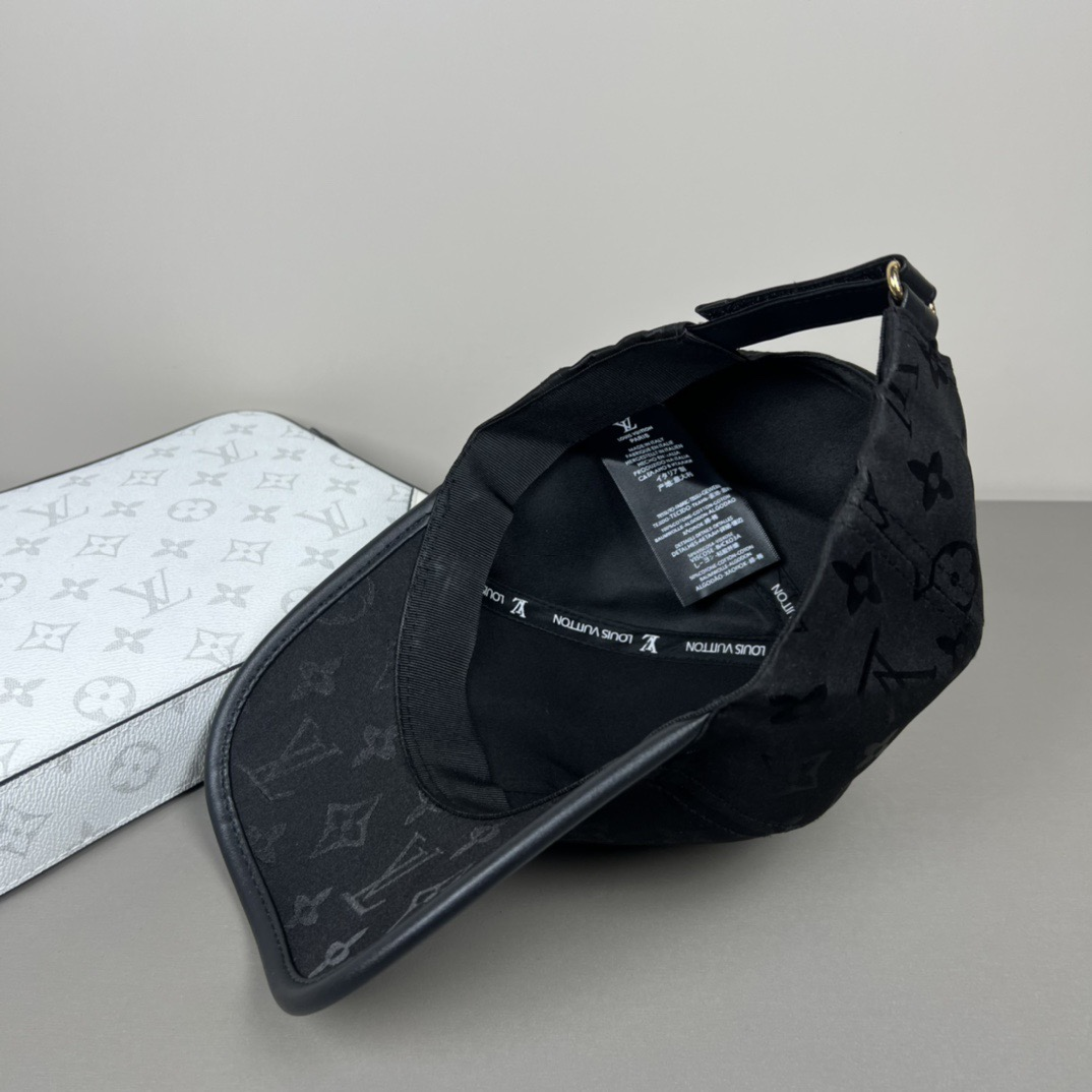 Louis Vuitton monogram baseball cap in black interior view