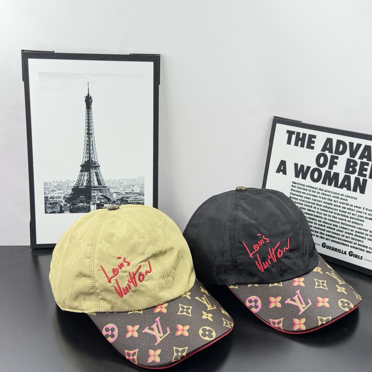 Louis Vuitton script cap black and yellow