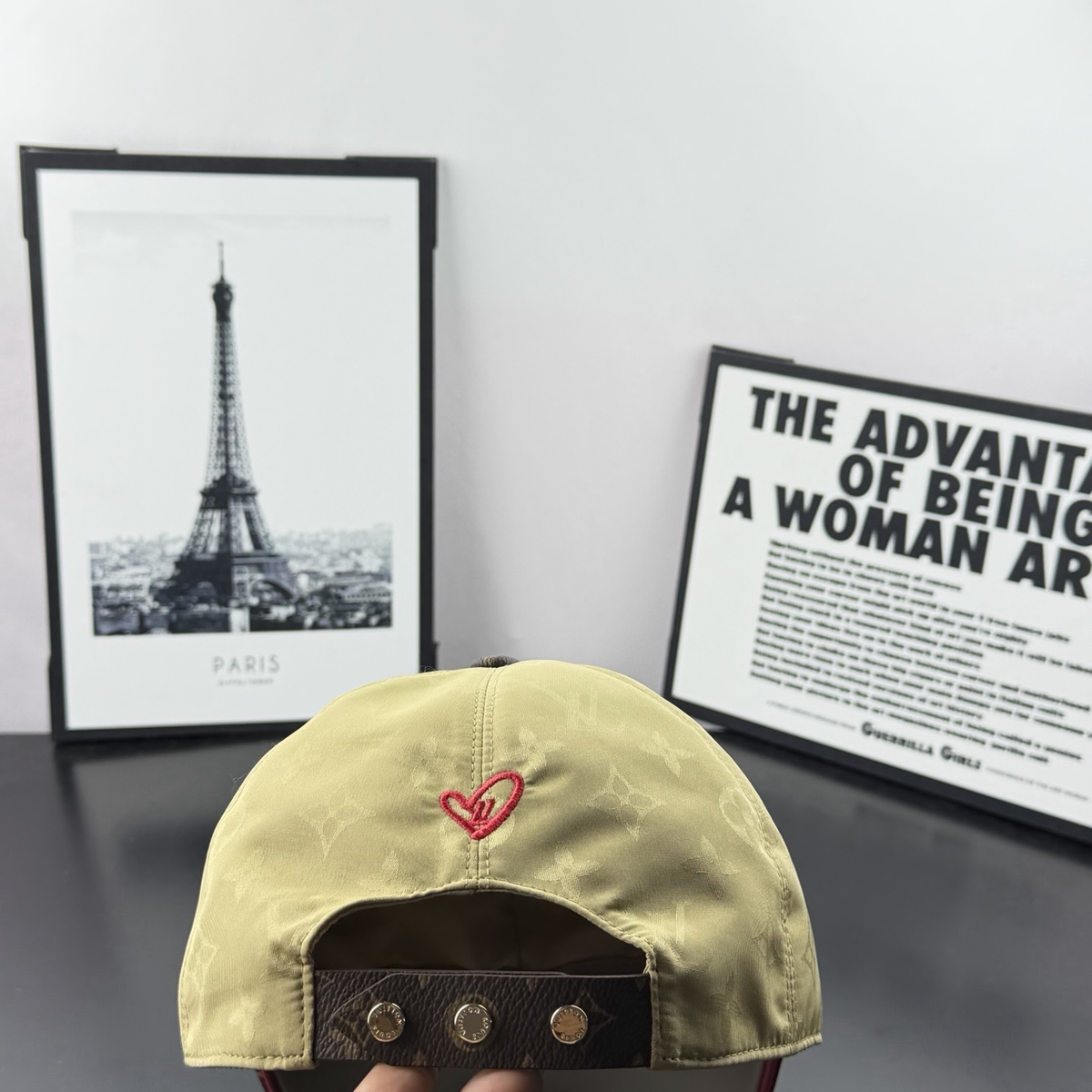 Louis Vuitton script cap yellow back