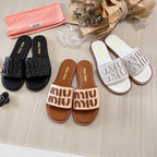 Miu Miu Raffia Textured Fabric Flat Shoes – slippers product image 8