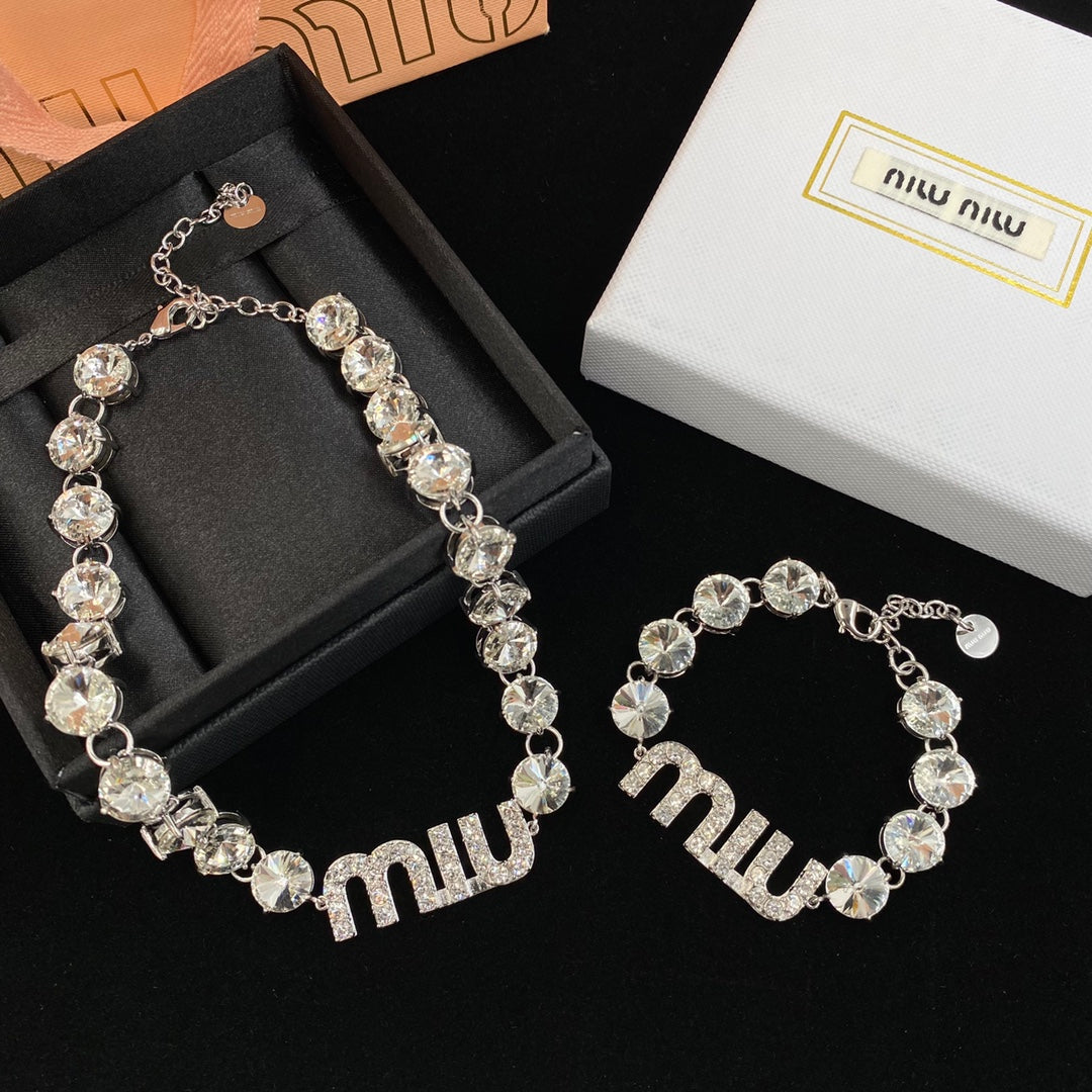 Miu Sparkling Crystal Bracelet Necklace Set – Luxury Jewelry – product image 3