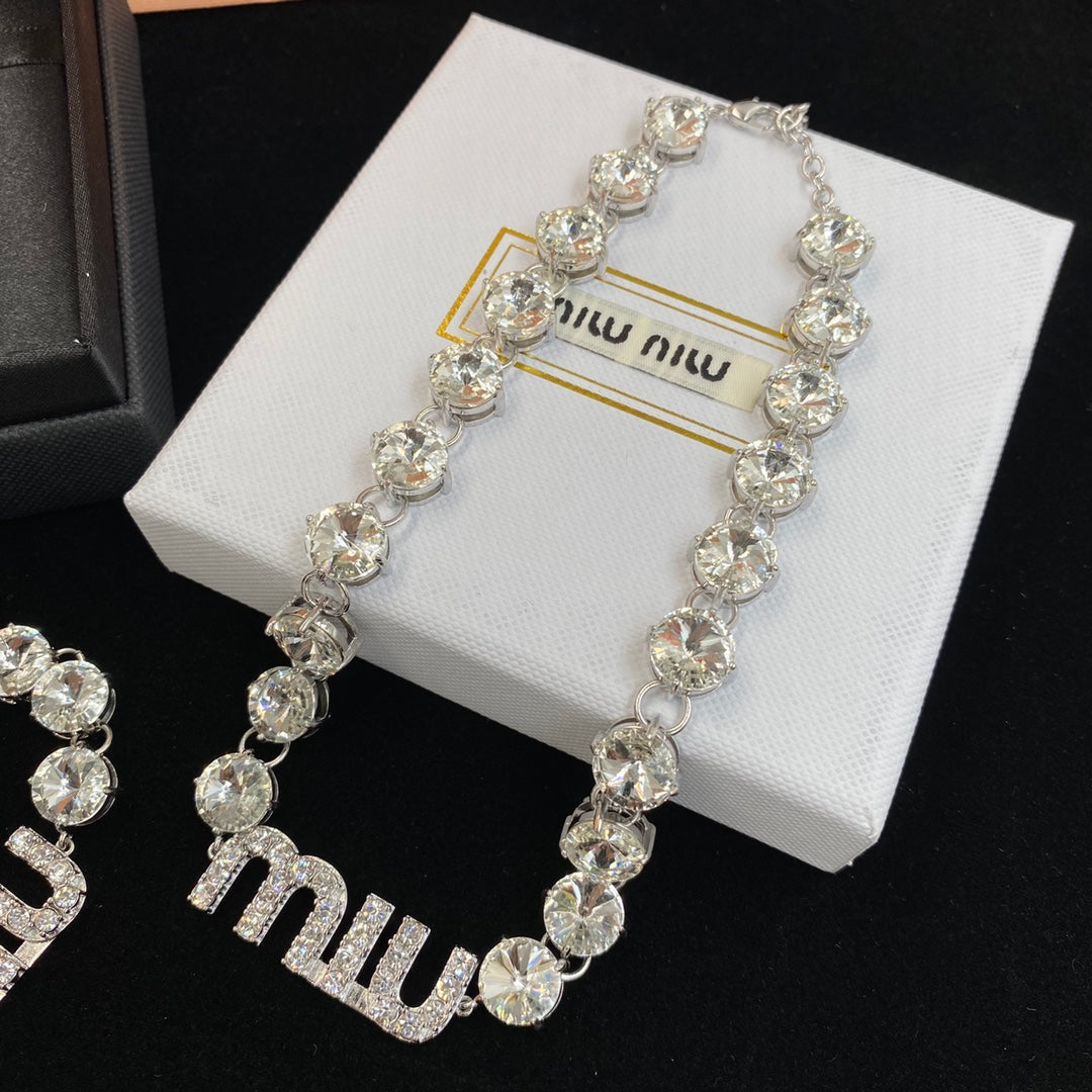 Miu Sparkling Crystal Bracelet Necklace Set – Luxury Jewelry – product image 5