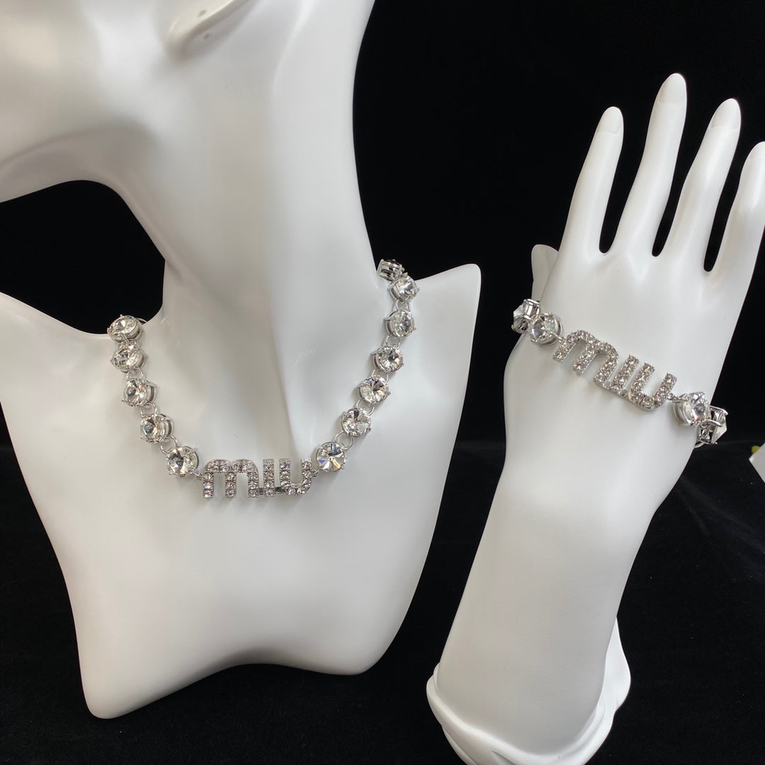 Miu Sparkling Crystal Bracelet Necklace Set – Luxury Jewelry – product image 12