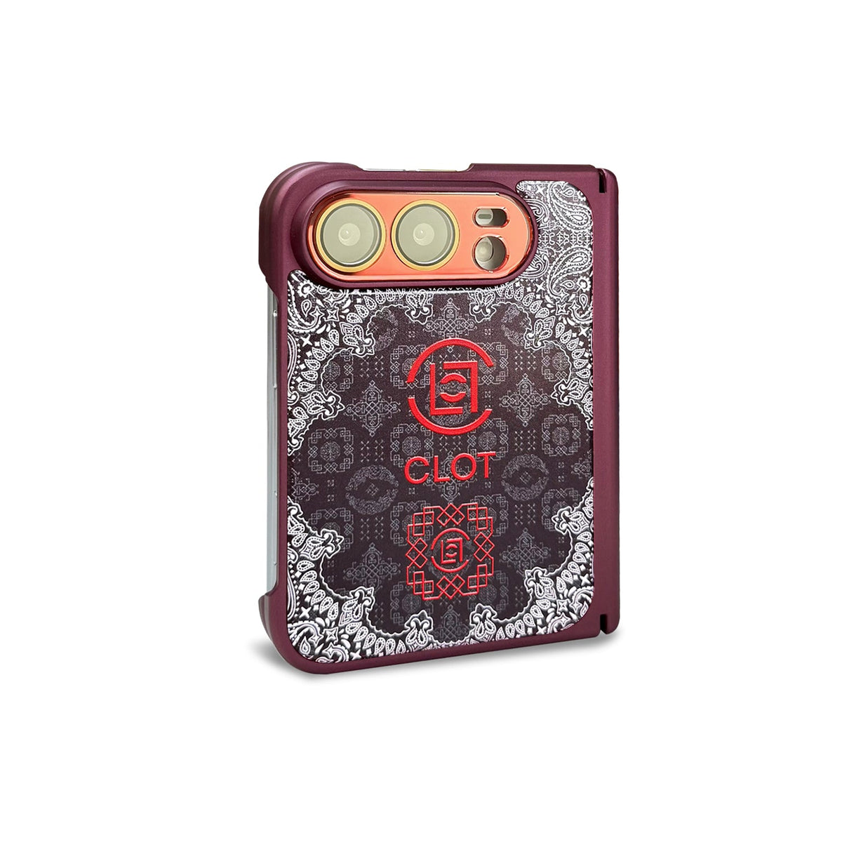 CLOT Paisley iPhone Duo Case in Burgundy finish