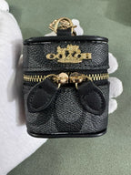 Coach C Monogram Zip Earbud Pouch with Clip in Black finish