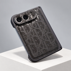 Dior Light-Catching Oblique iPhone Duo Case in Black — studio view