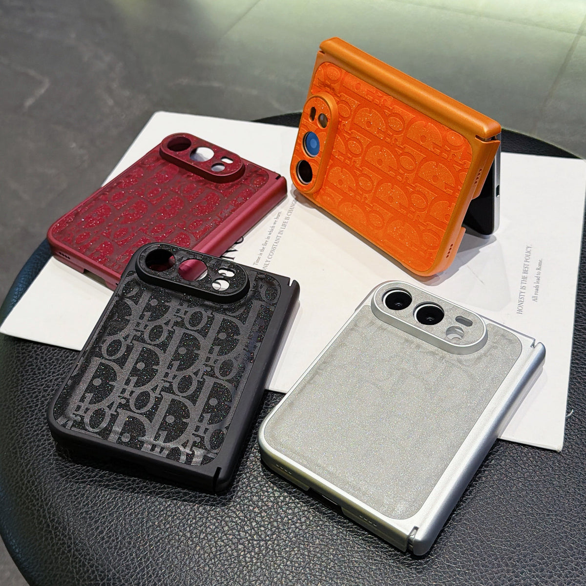 Dior Shimmer Oblique iPhone Duo Case in pattern and finish overview