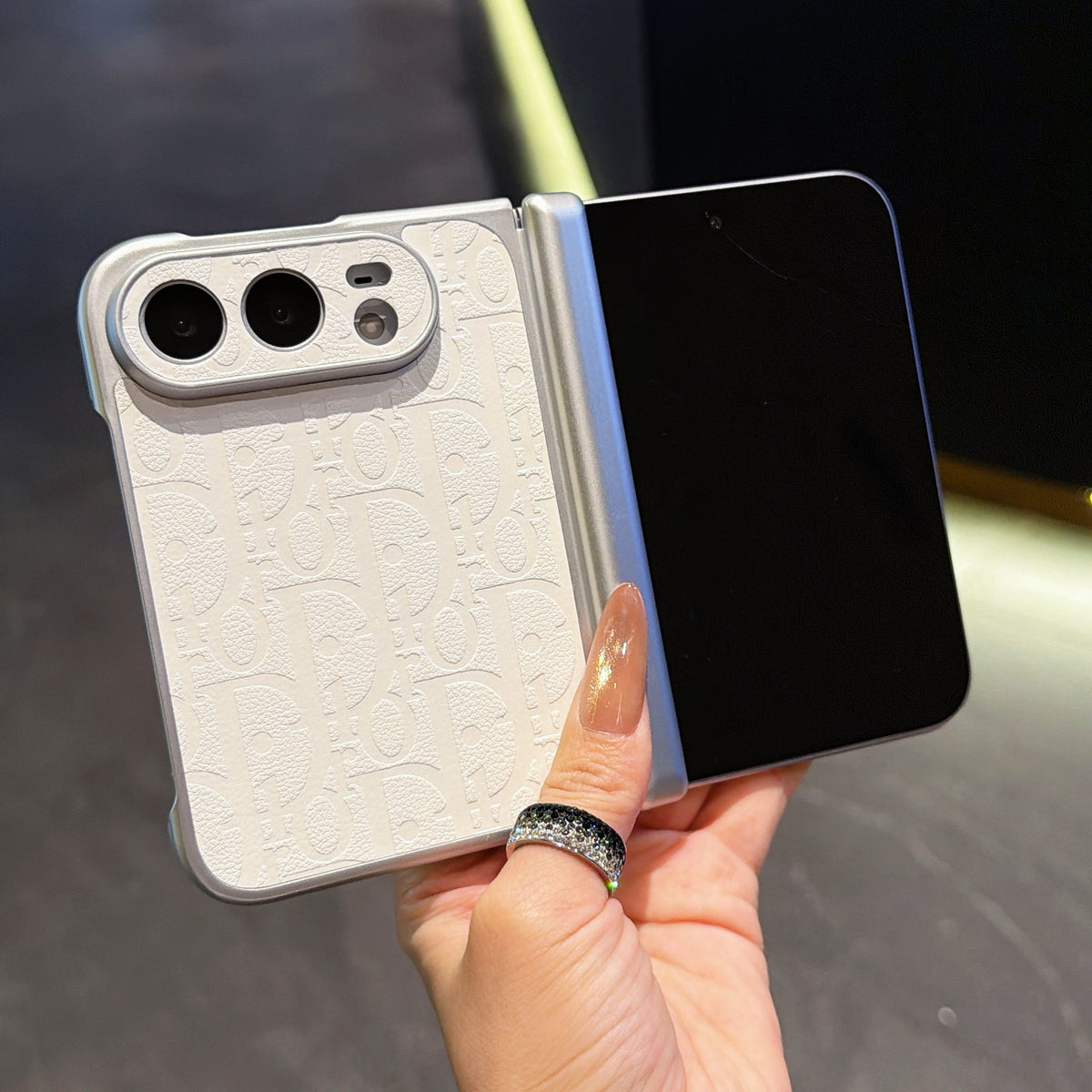 Dior Tonal Oblique iPhone Duo Case in White finish